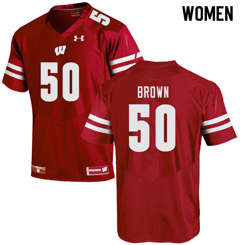 Women #50 Logan Brown Wisconsin Badgers College Football Jerseys Sale-Red